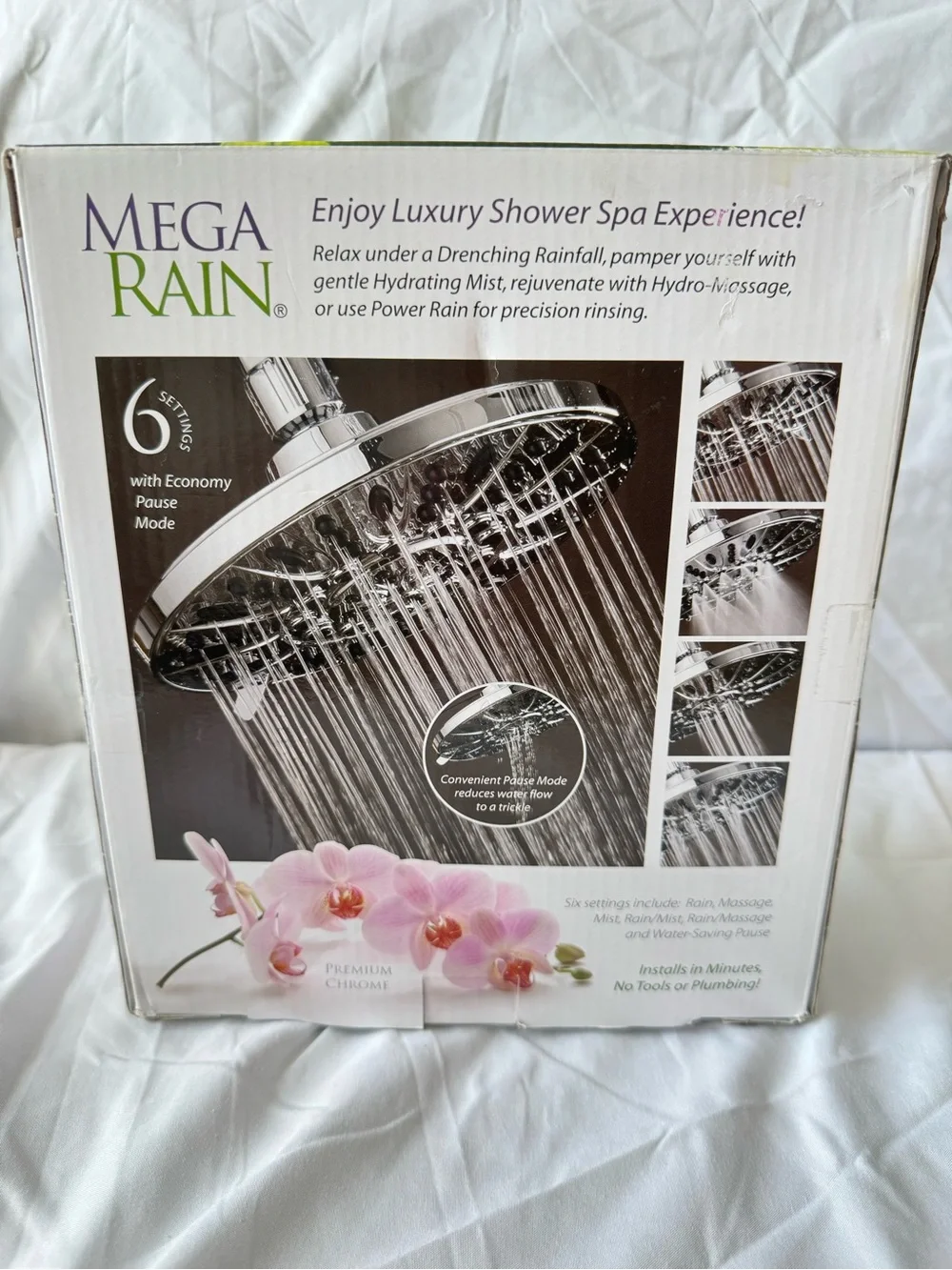 Premium Chrome 6-Setting Luxury Rainfall Shower Head - Chrome